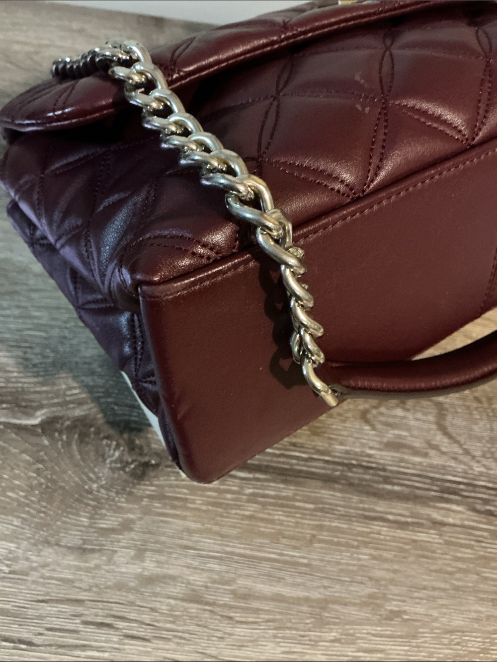 kate spade Natalia Quilted Burgundy Leather Shoulder Bag EUC Wallet match NWT - Picture 10 of 16